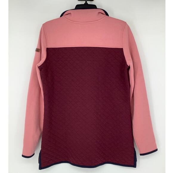 LL Bean Women's Medium Wine Colorblock Quilted Sweatshirt Mockneck Tunic J15-3 - Picture 4 of 9